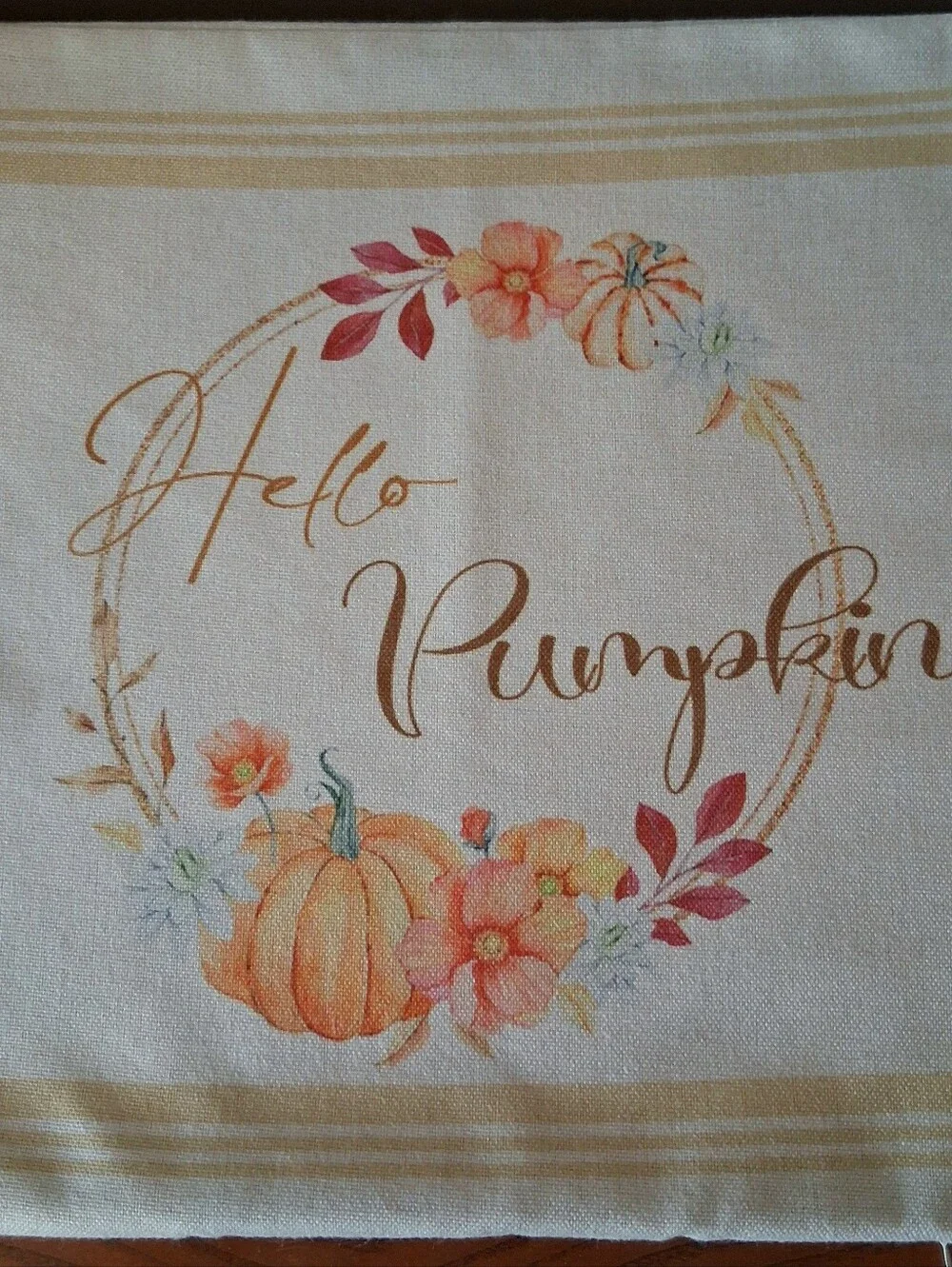 Set of 4 Fall Pumpkin & Flowers Pillow Covers 18x18 Inch Canvas Autumn Decor